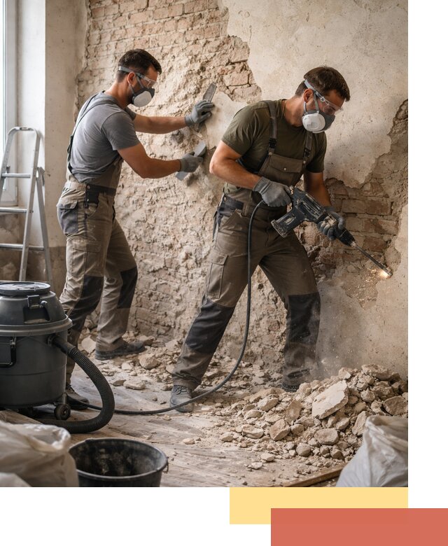 Демонтаж штукатурки со стен в Кондопоге быстро и аккуратно