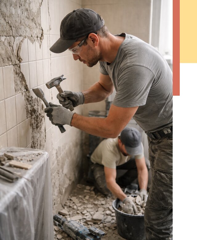 Демонтаж плитки со стен в Кондопоге от 863 руб. — быстро и недорого | ОТДЕЛОЧНИК-Кнп