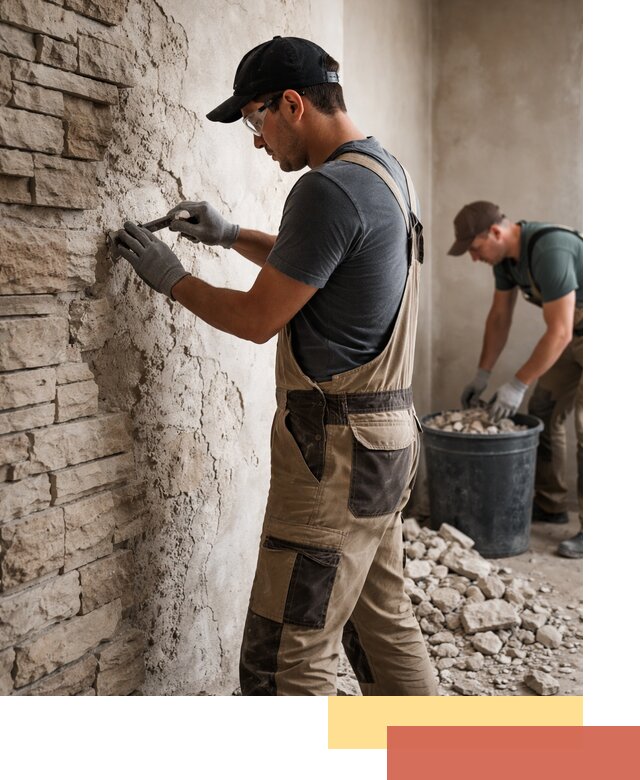 Демонтаж декоративного камня в Кондопоге профессионально и безопасно