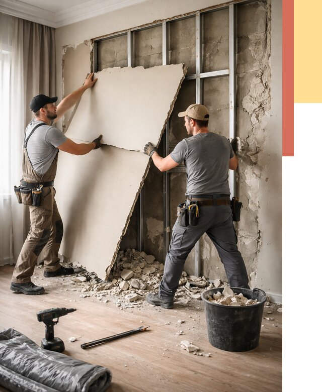 Демонтаж гипсокартона со стен в Кондопоге от 355 руб. — услуги демонтажа | ОТДЕЛОЧНИК-Кнп