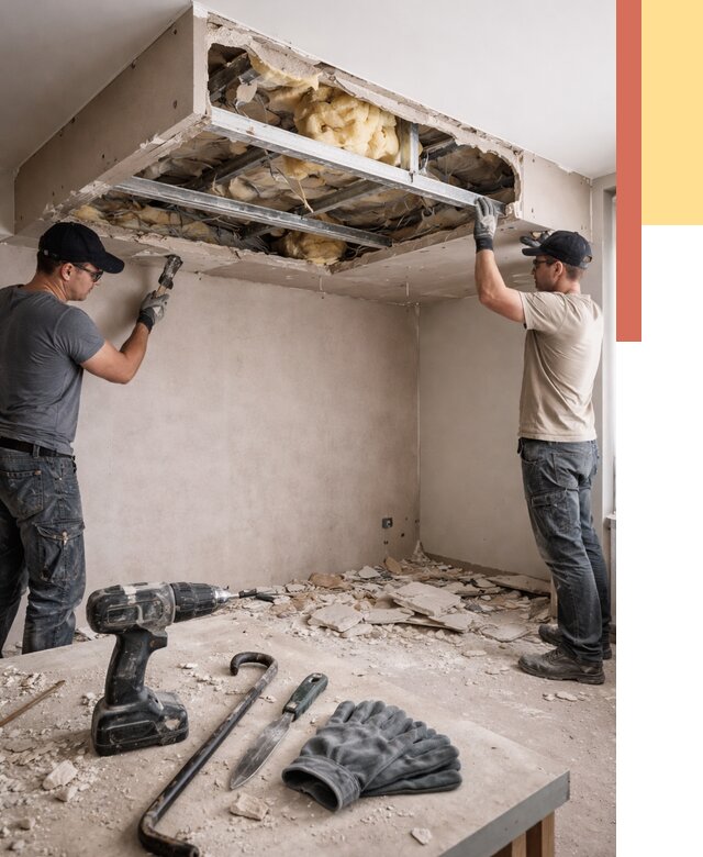 Демонтаж короба из гипсокартона в Кондопоге от 1543 руб. — быстро и недорого | ОТДЕЛОЧНИК-Кнп