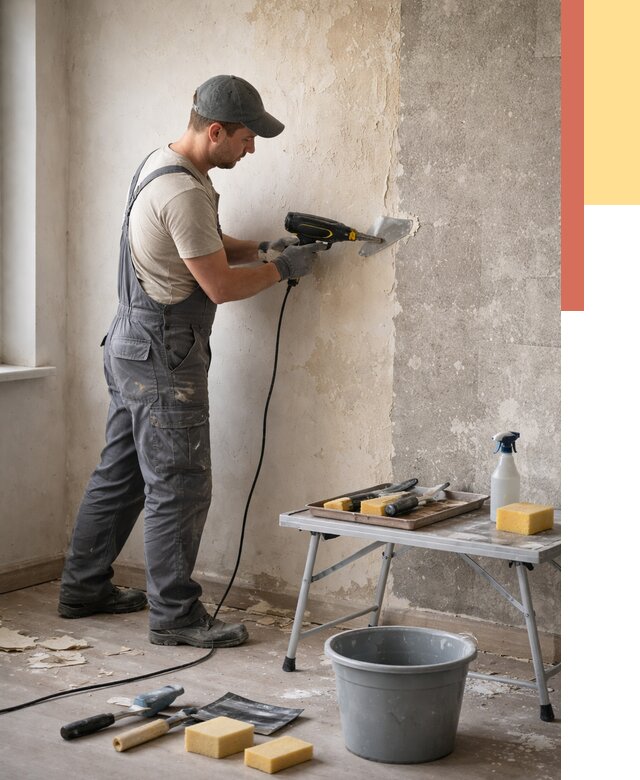 Очистка стен от клея в Кондопоге от 1878 руб. — снятие и удаление клея со стен | ОТДЕЛОЧНИК-Кнп