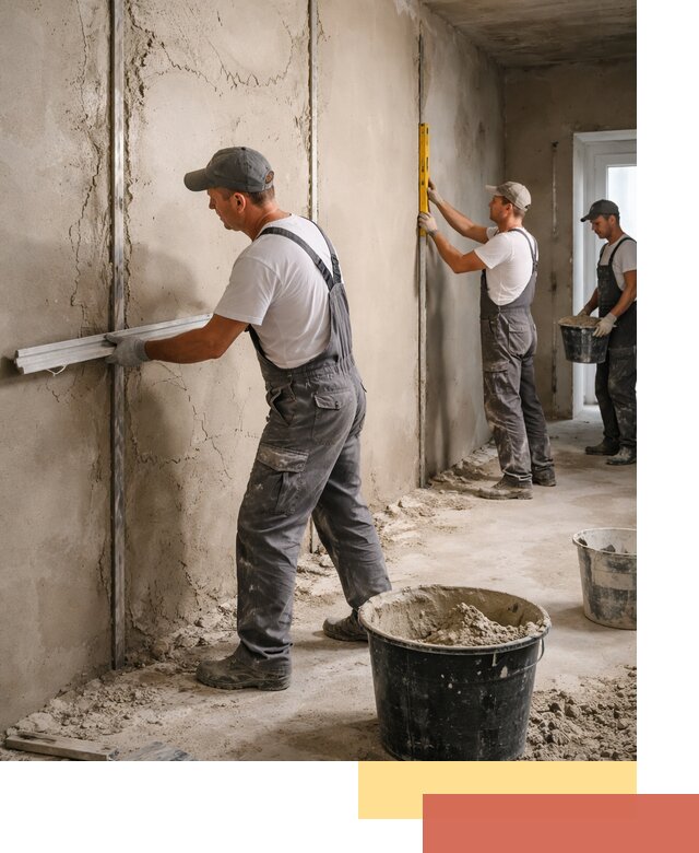 Штукатурка стен по маякам в Кондопоге — точная и ровная поверхность