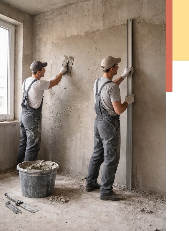 Штукатурка бетонных стен в Кондопоге от 4568 руб/м² — качественно и быстро | ОТДЕЛОЧНИК-Кнп