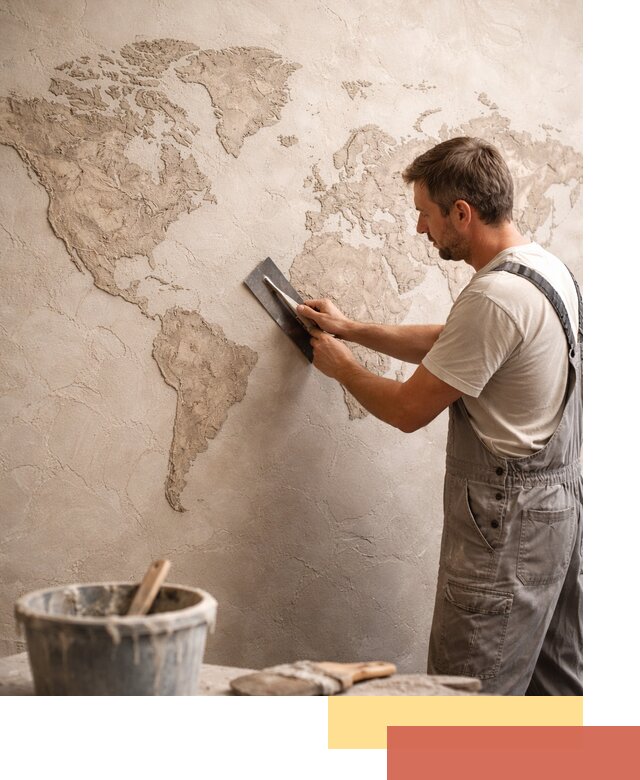 Декоративная штукатурка «Карта мира» под ключ в Кондопоге