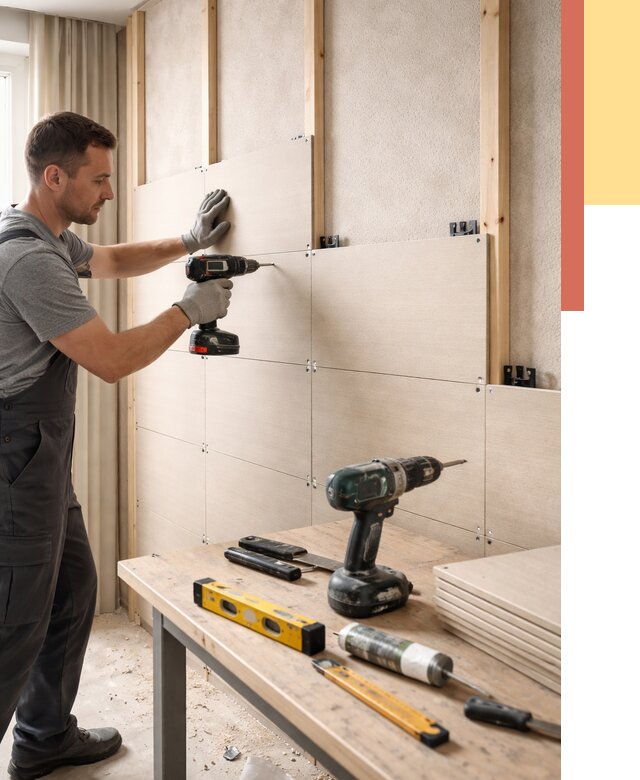 Монтаж МДФ панелей на стены в Кондопоге от 1269 руб. под ключ | ОТДЕЛОЧНИК-Кнп