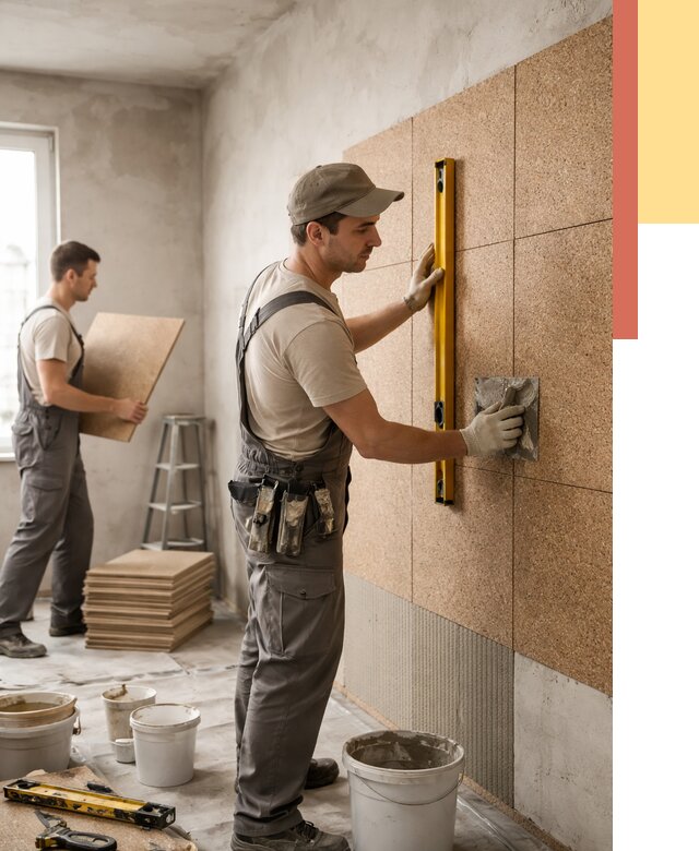 Монтаж пробковых панелей на стены в Кондопоге от 3553 руб. — ОТДЕЛОЧНИК-Кнп