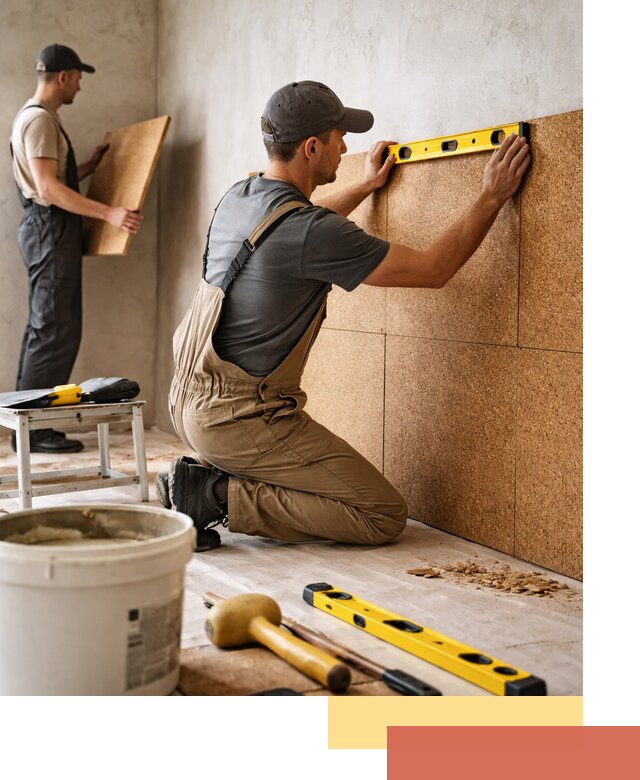 Монтаж пробковых панелей на стены в Кондопоге быстро и качественно