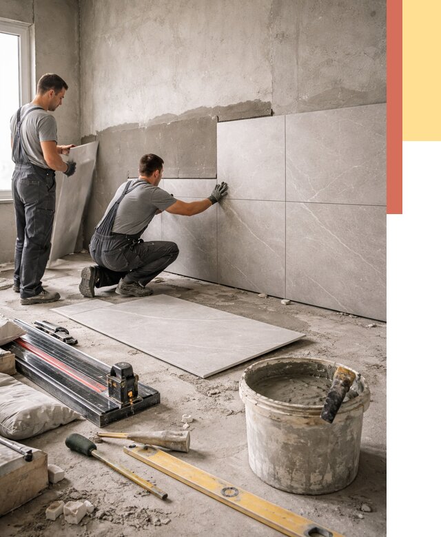 Облицовка стен керамогранитом в Кондопоге от 4264 руб./м² — услуги под ключ | ОТДЕЛОЧНИК-Кнп