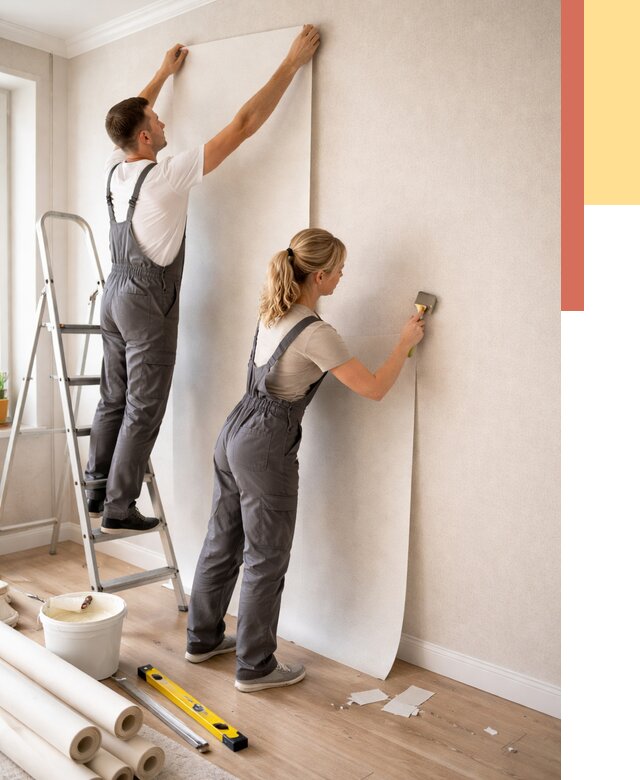 Поклейка флизелиновых обоев в Кондопоге от 6091 руб. | Быстро и недорого — ОТДЕЛОЧНИК-Кнп