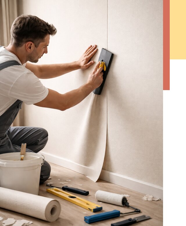 Поклейка виниловых обоев в Кондопоге от 4568 руб. | Быстро и недорого — ОТДЕЛОЧНИК-Кнп