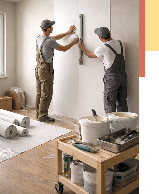 Поклейка стеклообоев в Кондопоге от 6599 руб. за м2 — быстро и недорого | ОТДЕЛОЧНИК-Кнп