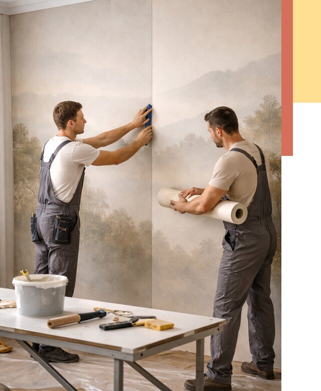 Поклейка фотообоев в Кондопоге от 8629 руб/м² — быстро и недорого | ОТДЕЛОЧНИК-Кнп