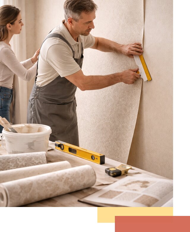 Поклейка обоев с подбором рисунка в Кондопоге