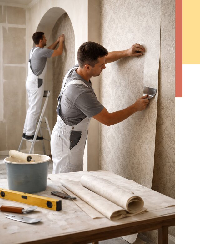 Поклейка обоев на сложные стены в Кондопоге от 2843 руб. под ключ | ОТДЕЛОЧНИК-Кнп