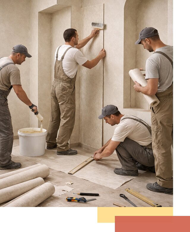 Поклейка обоев на сложные стены и неровные поверхности в Кондопоге