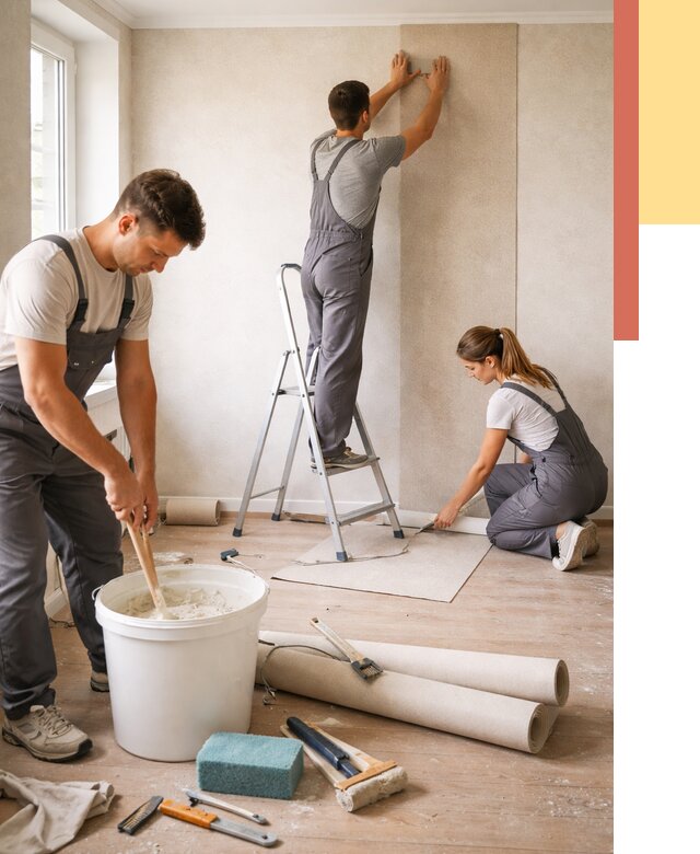 Оклейка стен обоями в Кондопоге от 3553 руб/м2 — быстро и недорого | ОТДЕЛОЧНИК-Кнп