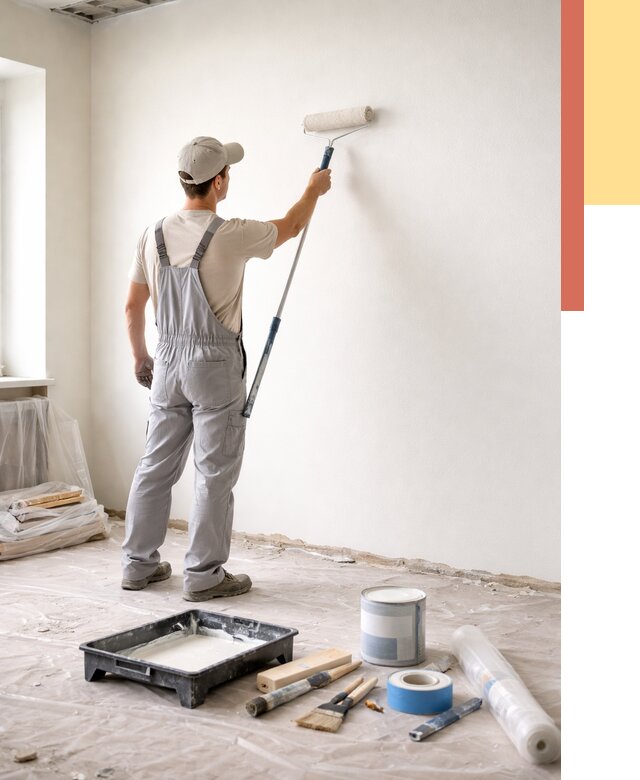 Покраска стен водоэмульсионной краской в Кондопоге от 457 руб. за м² | ОТДЕЛОЧНИК-Кнп