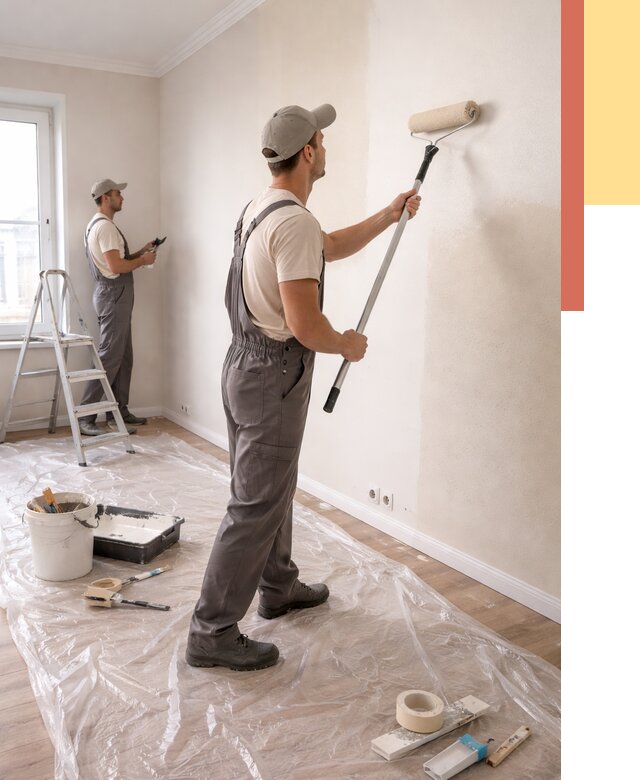 Покраска стен акриловой краской в Кондопоге от 3553 руб./м² — быстро и недорого | ОТДЕЛОЧНИК-Кнп