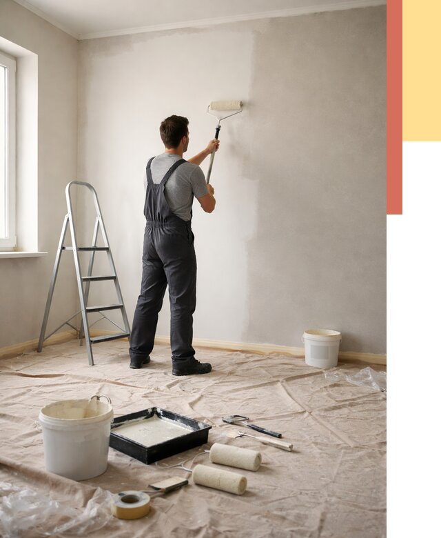 Покраска стен моющейся краской в Кондопоге от 355 руб./м² — быстро и недорого | ОТДЕЛОЧНИК-Кнп