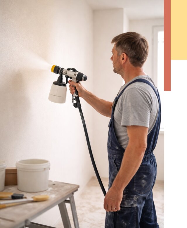 Покраска стен краскопультом в Кондопоге от 7614 руб. — механизированная покраска | ОТДЕЛОЧНИК-Кнп