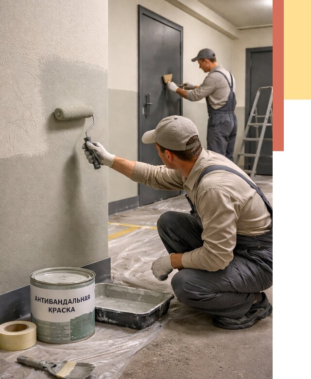 Покраска стен антивандальной краской в Кондопоге от 4568 руб./м² под ключ | ОТДЕЛОЧНИК-Кнп