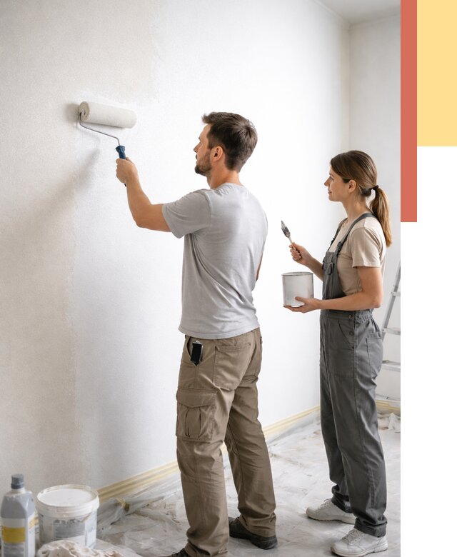 Окраска стен по стеклохолсту в Кондопоге от 4568 руб/м² под ключ | ОТДЕЛОЧНИК-Кнп