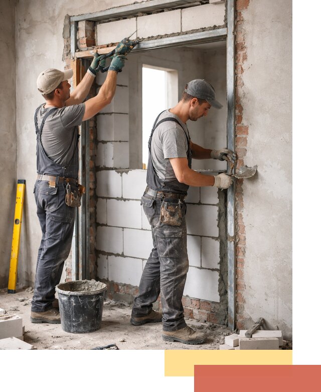 Закладка дверного проема под ключ в Кондопоге: демонтаж, монтаж, отделка