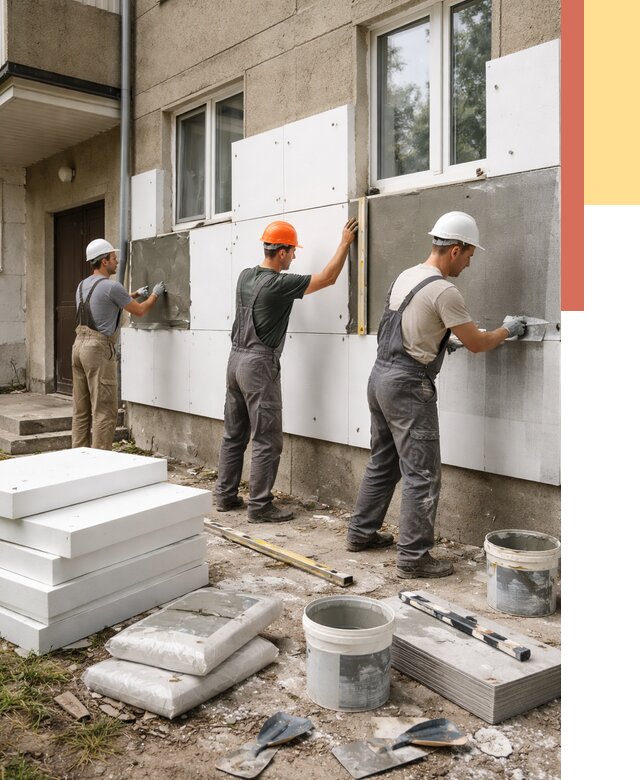 Утепление стен пенопластом в Кондопоге от 1777 руб. — недорого и под ключ | ОТДЕЛОЧНИК-Кнп