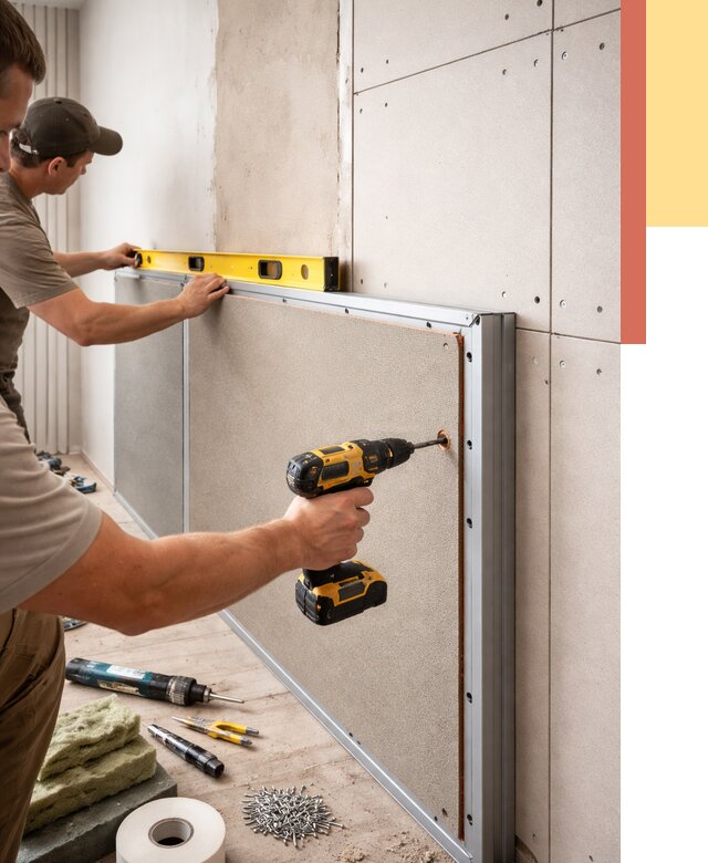 Шумоизоляция стен панелями ЗИПС в Кондопоге от 2233 руб./м² под ключ | ОТДЕЛОЧНИК-Кнп