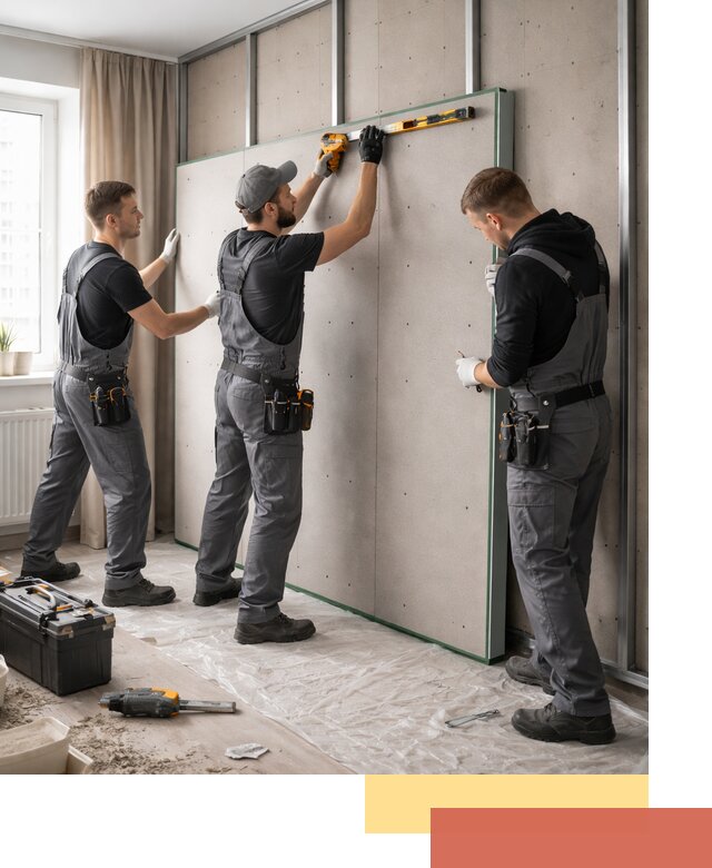 Шумоизоляция стен панелями ЗИПС в Кондопоге для жилых и коммерческих помещений