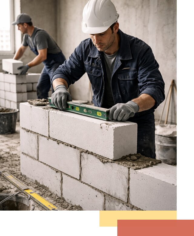 Кладка перегородок из пеноблока под ключ в Кондопоге