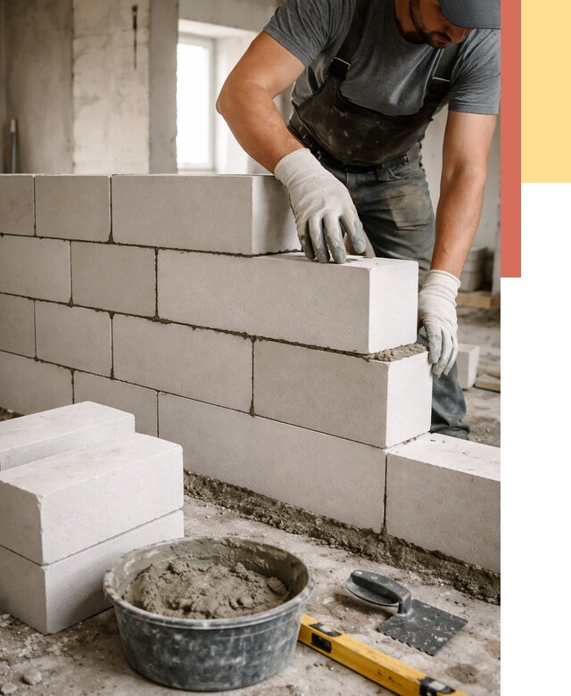 Кладка перегородок из силикатного блока в Кондопоге от 4061 руб. под ключ | ОТДЕЛОЧНИК-Кнп