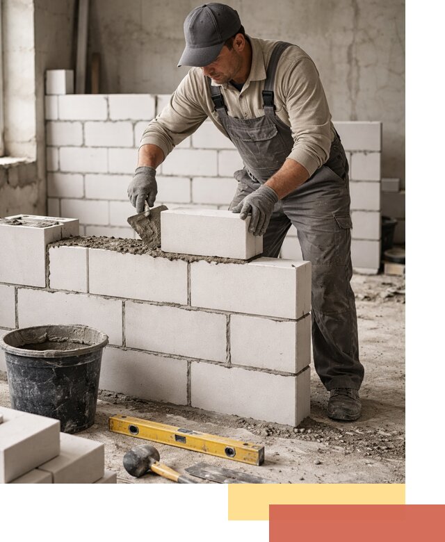 Кладка перегородок из силикатного блока в Кондопоге