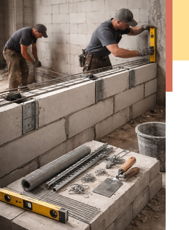 Армирование кладки перегородок в Кондопоге от 761 руб. под ключ | ОТДЕЛОЧНИК-Кнп