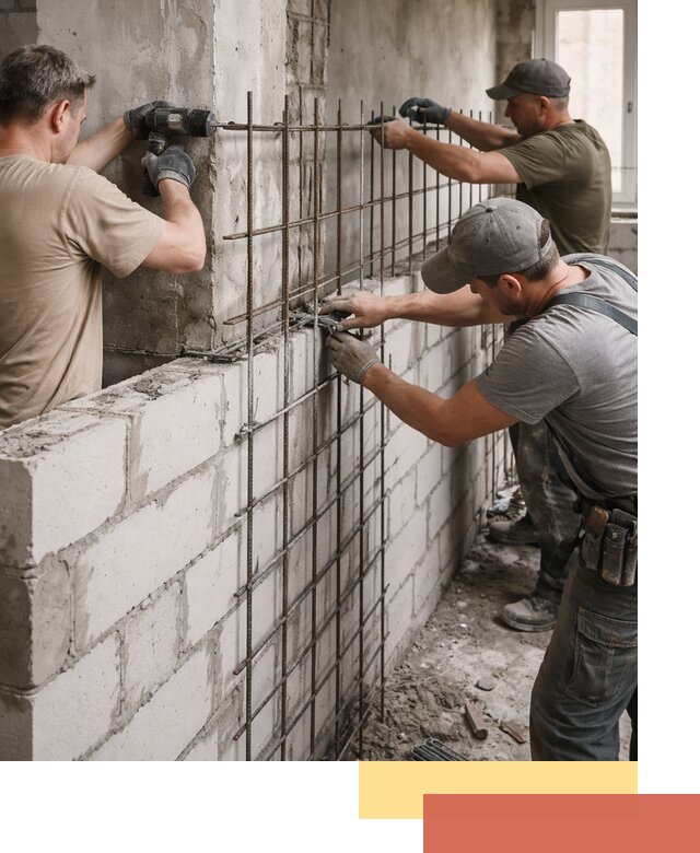 Армирование кладки перегородок в Кондопоге профессионально и надёжно