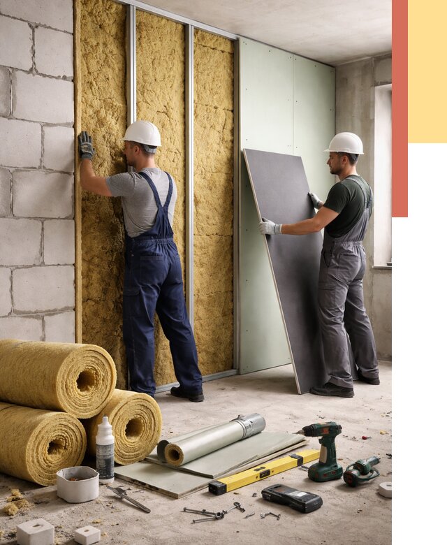 Шумоизоляция перегородок из блоков в Кондопоге от 1878 руб./м² — быстро и недорого | ОТДЕЛОЧНИК-Кнп