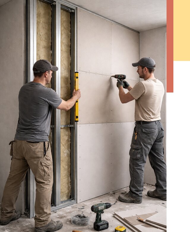 Монтаж двухслойной перегородки из гипсокартона в Кондопоге от 1472 руб. | ОТДЕЛОЧНИК-Кнп