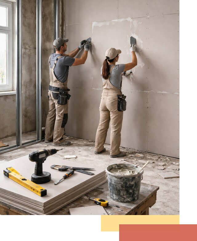 Монтаж двухслойной перегородки из гипсокартона в Кондопоге