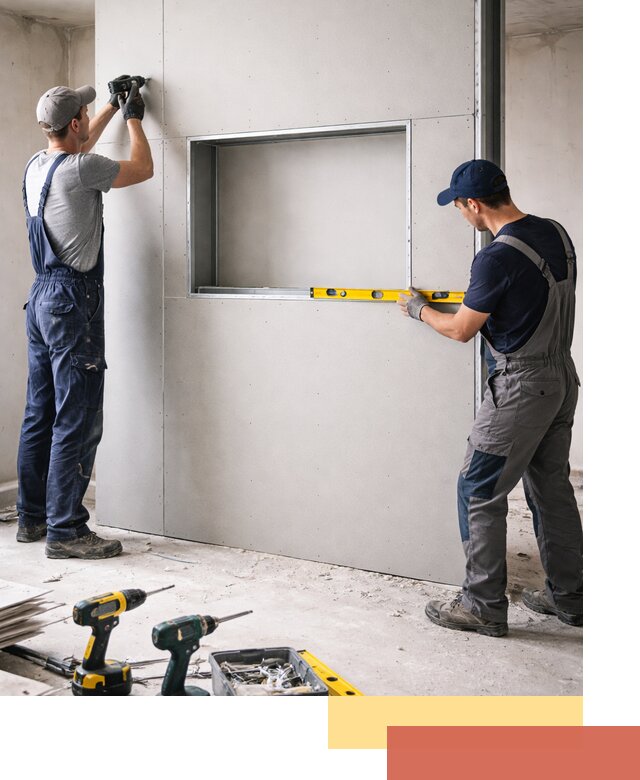 Перегородка из гипсокартона с нишей под декор в Кондопоге