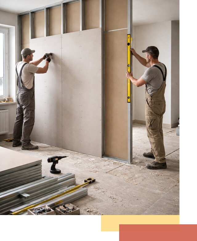 Зонирующая перегородка из гипсокартона под ключ в Кондопоге