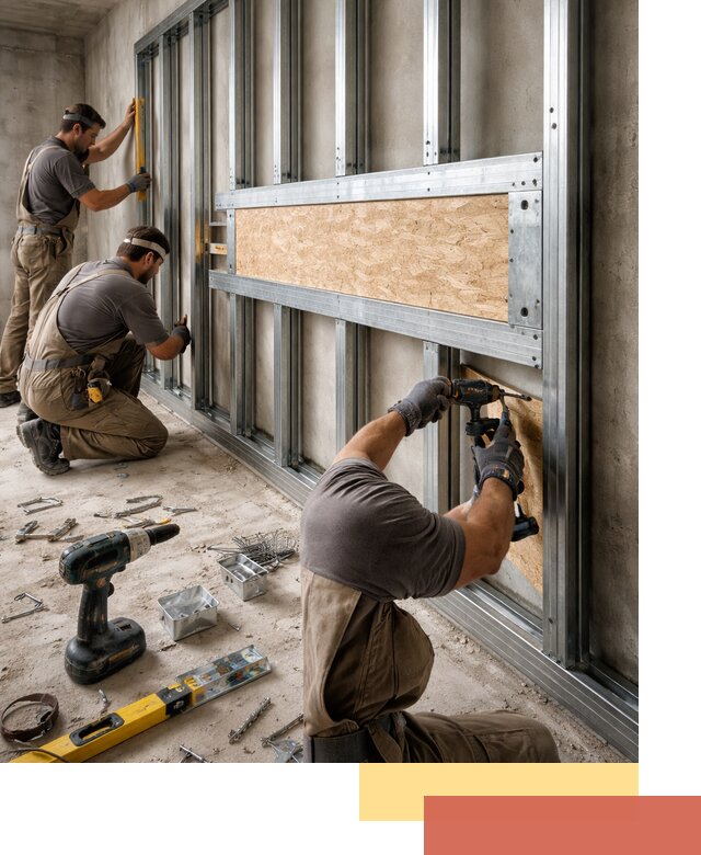 Усиленная перегородка для крепления тяжёлых конструкций в Кондопоге