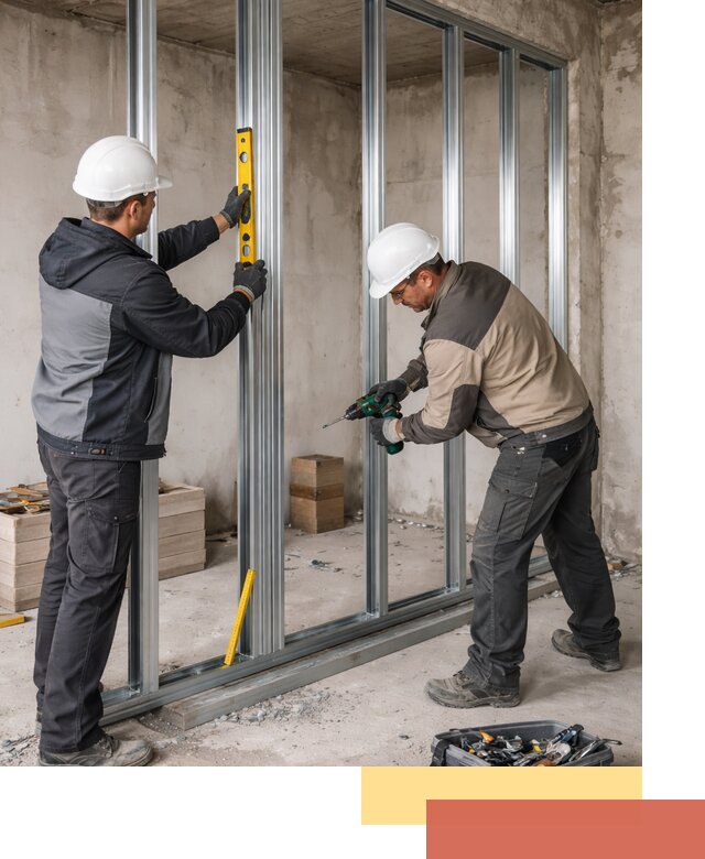 Монтаж каркаса перегородки из профиля в Кондопоге