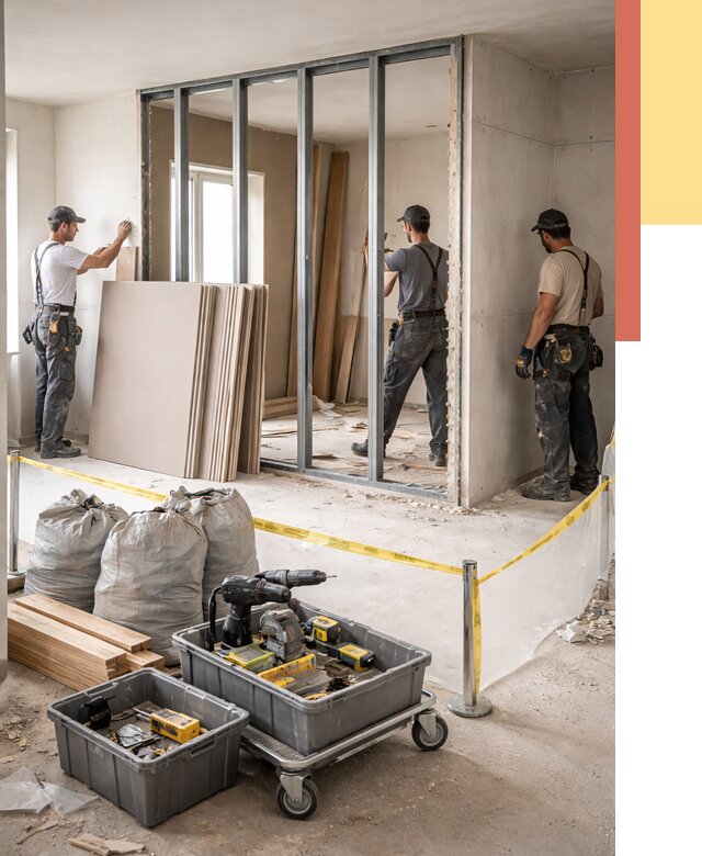 Перенос гипсокартонной перегородки в Кондопоге под ключ от 4568 руб. | Демонтаж и монтаж – ОТДЕЛОЧНИК-Кнп