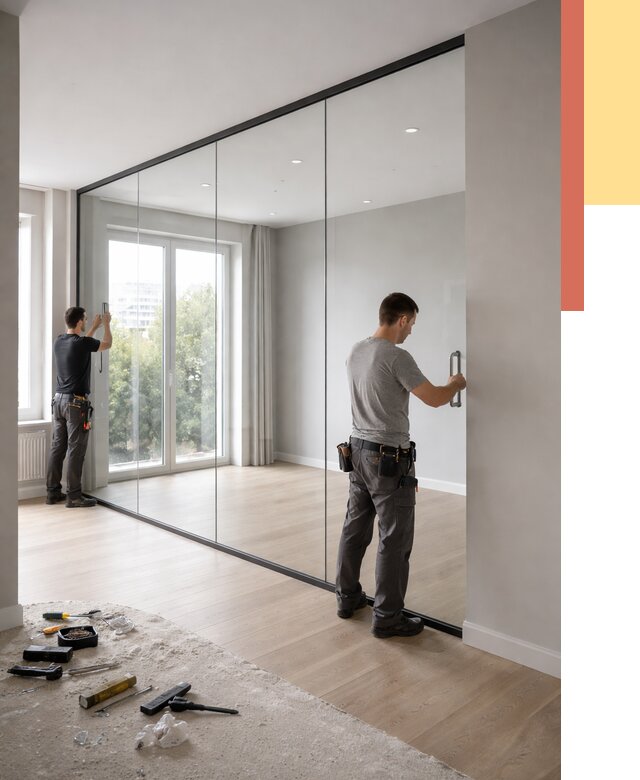 Изготовление стеклянных перегородок в Кондопоге от 12538 руб. под ключ | ОТДЕЛОЧНИК-Кнп