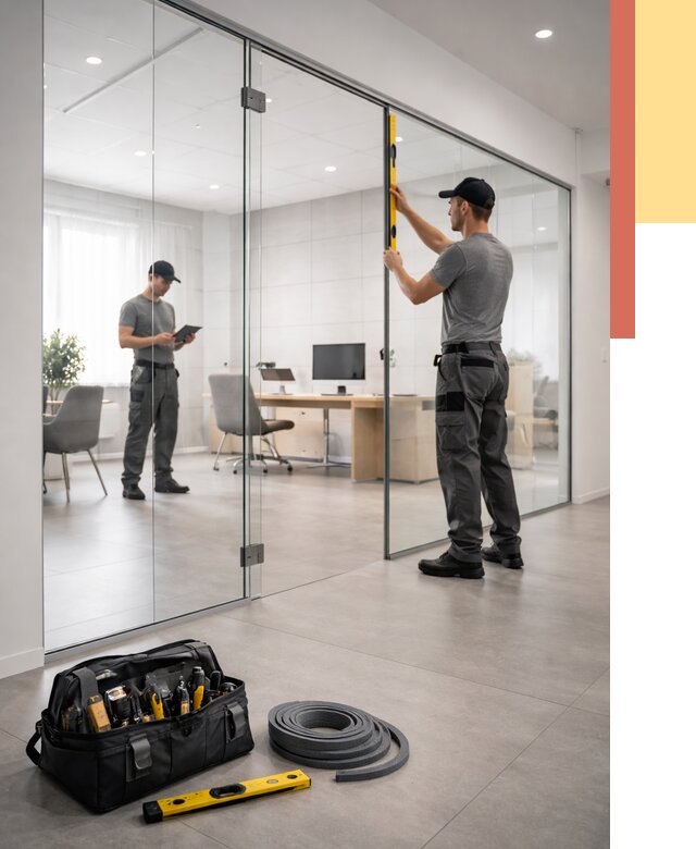 Цельностеклянные перегородки под ключ в Кондопоге от 9644 руб. — монтаж и цены | ОТДЕЛОЧНИК-Кнп