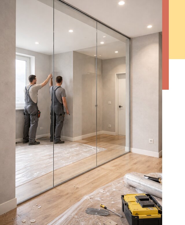 Безрамные стеклянные перегородки в Кондопоге — монтаж от 9644 руб. | ОТДЕЛОЧНИК-Кнп