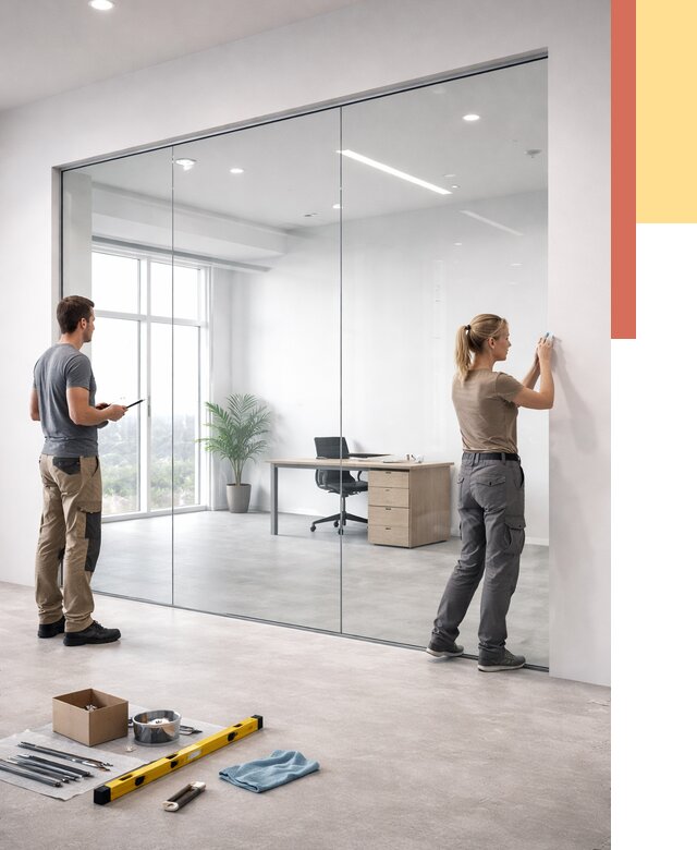 Перегородки из закаленного стекла в Кондопоге от 9644 руб. под ключ | ОТДЕЛОЧНИК-Кнп