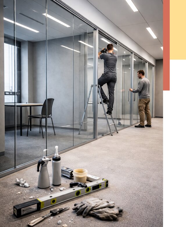 Стеклянные офисные перегородки в Кондопоге от 8629 руб. — монтаж и установка | ОТДЕЛОЧНИК-Кнп