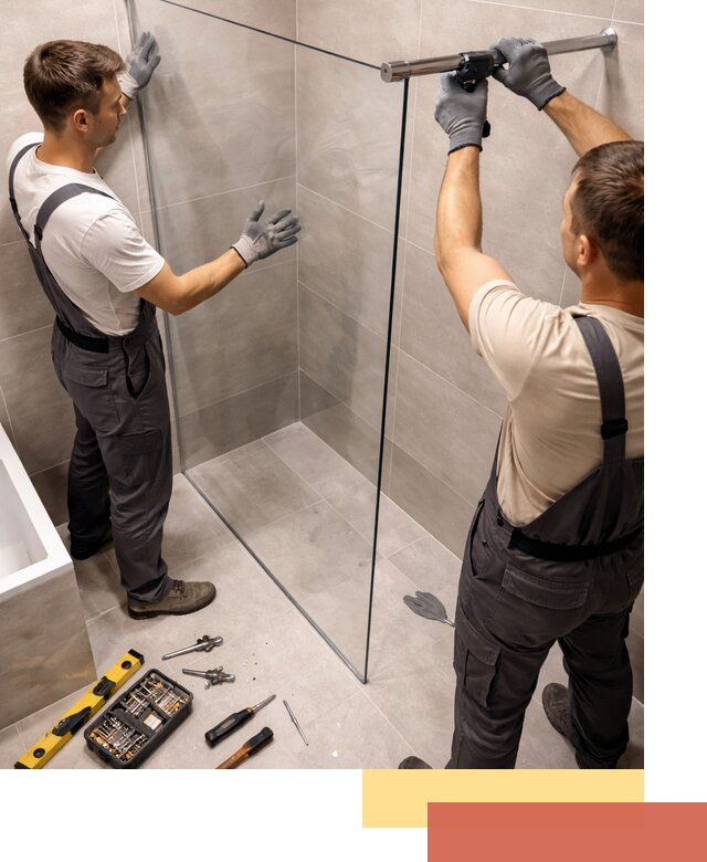 Стеклянные перегородки для душа в Кондопоге — изготовление и монтаж